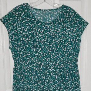 BRAND NEW NWOT TEMU OR SHEIN PRETTY GREEN/PINK FLORAL FLOWERS DRESS -SIZE MEDIUM